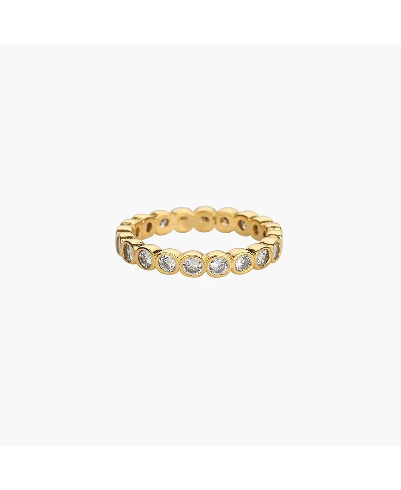 Margot Eternity Band Ring in 18K Gold Plated Sterling Silver, Size 7 – Sparkling Summer Style, Everyday Elegance