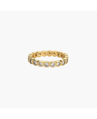 Margot Eternity Band Ring in 18K Gold Plated Sterling Silver, Size 7 – Sparkling Summer Style, Everyday Elegance