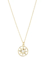 Cubic Zirconia Openwork Compass Pendant Necklace, 16" + 2" extender