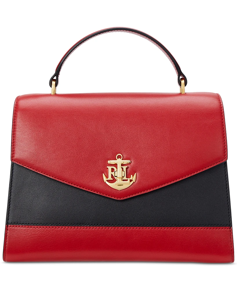 Lauren Ralph Lauren Two-Tone Leather Small Farrah Satchel