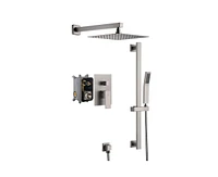 Casainc 10" Wall Mounted Square Shower System Set with Handheld Spray & Slidebar