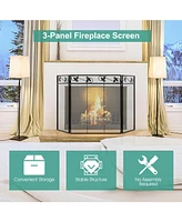 Sugift 3-Panel Fireplace Screen Decor Cover with Exquisite Pattern