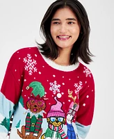 Hooked Up by Iot Juniors' Three Dogs Christmas Sweater