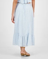 Celebrity Pink Juniors' Floral Flounce-Hem Maxi Skirt