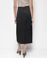 Dkny Women's Slit-Front Flap-Pocket Midi Satin Skirt
