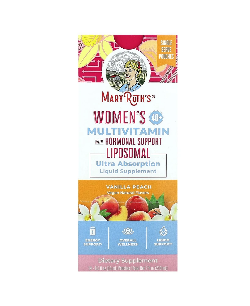 MaryRuth's Women's 40+ Multivitamin with Hormonal Support Vanilla Peach 14 Pouches