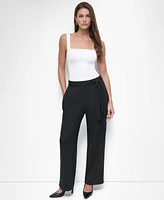 Dkny Women's Pinstripe Tie-Waist Wide-Leg Cargo Pants