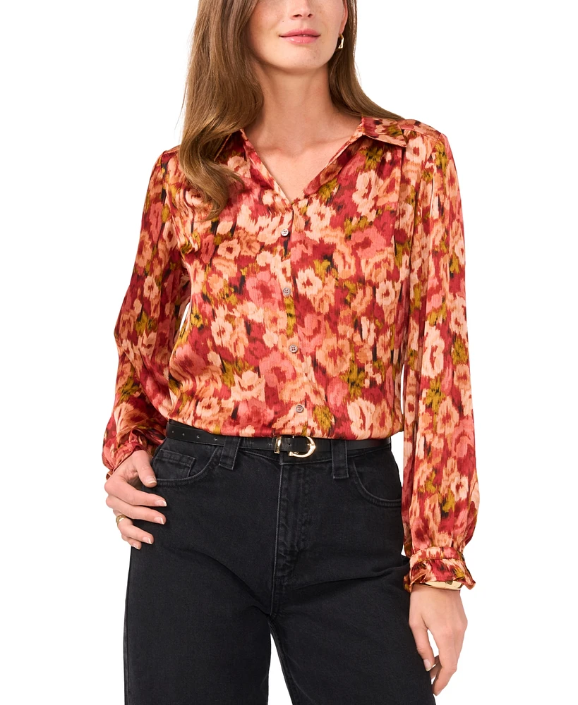 Vince Camuto Women's Floral-Print Button-Front Top