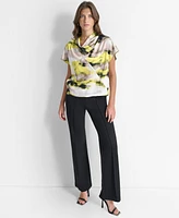 Dkny Women's Printed Cowlneck Top
