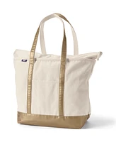 Lands' End X-Large Metallic 5 Pocket Zip Top Long Handle Canvas Tote Bag