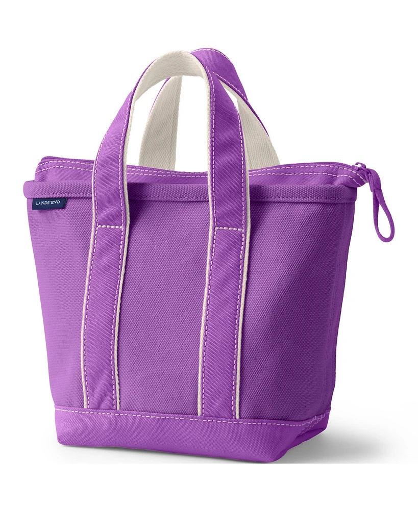 Lands' End Small Solid Color Zip Top Canvas Tote Bag