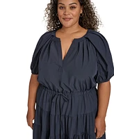 Calvin Klein Plus Puff-Sleeve Tiered Maxi Dress