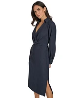 Calvin Klein Women's Faux-Wrap Long-Sleeve Sheath Dress