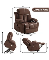 Boyel Living Power Lift Recliner Chair with Heat and Massage Electric Fabric Recliner Chair for Elderly