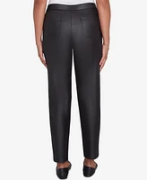 Alfred Dunner Women's Rue Rivoli Faux Leather Flat Elastic Waist Medium Length Pants