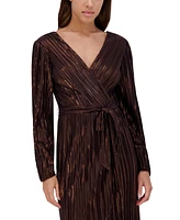 Siena Women's Metallic Pleated Faux-Wrap Maxi Dress