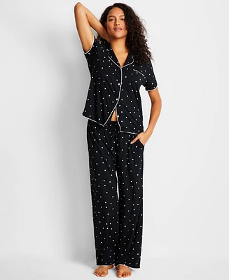 State of Day Women's Fluid Knit Notched Pajama Set, Exclusively at Macy's