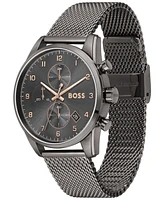 Hugo Boss Men's Skymaster Chronograph Gray Stainless Steel Mesh Bracelet Watch 44mm