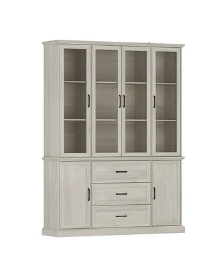 Famapy Overmolded Framed Glass 6 Door 3 Drawer Cabinet