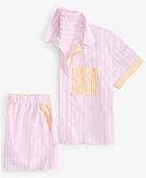 State of Day Women's Colorblocked Striped Boxer Pajama Set, Exclusively at Macy's