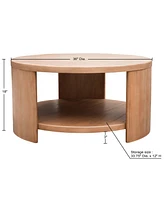 Ink+Ivy 36" Wood Skye Wide Round Coffee Table with Shelf