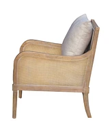 Martha Stewart Collection 28" Wood Morgan Wide Cane Accent Chair with Removable Back Cushion