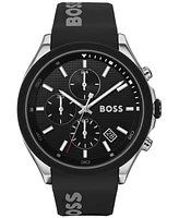 Hugo Boss Men's Chronograph Velocity Black Silicone Strap Watch 45mm