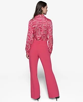 Karl Lagerfeld Paris Women's Button-Tab Wide-Leg Pants