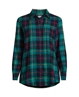 Lands' End Women's Tall Flannel Boyfriend Fit Long Sleeve Shirt