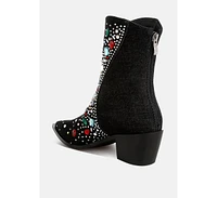 London Rag Starlit Multi Color Stones Embellished Boots