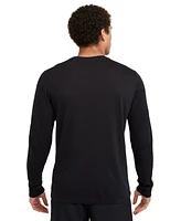 Nike Men's Dri-fit Long Sleeve Crewneck Logo Graphic Fitness T-Shirt