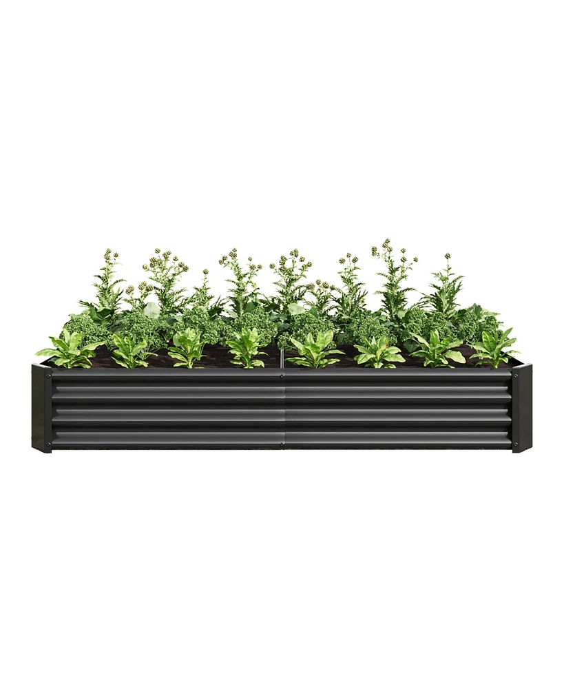 Slickblue Metal Raised Garden Bed for Outdoor Plants, Vegetables, and Flowers - Rectangular Planter