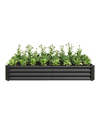 Slickblue Metal Raised Garden Bed for Outdoor Plants, Vegetables, and Flowers - Rectangular Planter