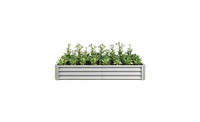 Slickblue Metal Raised Garden Bed for Outdoor Plants, Vegetables, and Flowers - Rectangular Planter