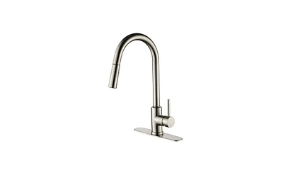 Slickblue Single Handle High Arc Pull-Out Kitchen Faucet Stainless Steel Sink Faucet with Pull-Down Sprayer