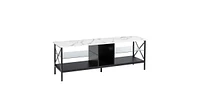 Slickblue Iron Tv Stand with Led Lights Modern Entertainment Center and Media Console with Remote Control