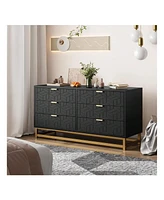 Dresser For Bedroom, Large 6 Drawer Dresser Organizer With Golden Metal Handle And Legs, Modern Chest Of Drawers, Large Dresser For Closet, Hallway, L