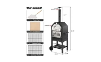 Slickblue Outdoor Wood-Fired Pizza Oven – Includes Pizza Stone, Peel, and Grill Rack for Backyard and Camping