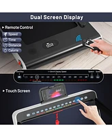 2.25 Hp 2-in-1 Folding Treadmill with Dual Touchscreen, Led Display & Smart Controls
