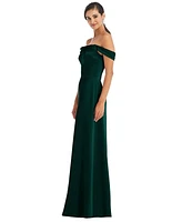 Women's Draped Pleat Off-the-Shoulder Maxi Dress