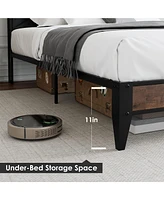 gaomon king Bed Frame, Storage Headboard with Charging Station, Solid Metal Frame, Noise Free, No Box Spring Needed