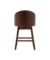 360 Degree Swivel Bar Chairs Set of 2,Counter Height Bar Stools with Footrest-The Pop Home