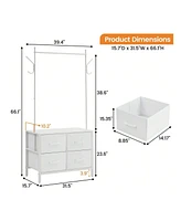 gaomon Clothing Rack With 4/6 Drawers, Freestanding Closet Organizer, Clothes Stand Dresser With Steel Frame & Wooden Top