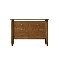 Gaomon Modern 6-Drawer Double Dresser Storage Cabinet Mid Century Storage Organizer Closet For Living Room Bedroom Walnut
