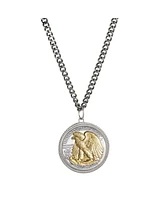 American Coin Treasures 16364 Walking Liberty Silver Half Dollar Pendant with Curb Chain for Men - Reverse 2 Tone Plating