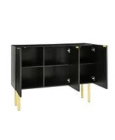 Slickblue Modern Luxury Sideboard Cabinet with Gold Metal Legs, Adjustable Shelves for Living & Dining Rooms