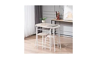 Slickblue White Oak Pvc Lacquer Breakfast Table Set – Couples Bending Back Design with One Table and Two Chairs