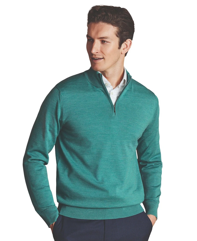 Charles Tyrwhitt Men's Pure Merino Zip Neck Sweater