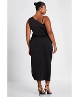 Quiz Plus Asymmetric Cowl Midi Dress