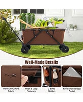 Costway Heavy-Duty Wagon Cart with Adjustable Handlebar Bottle Holders & Storage Pocket